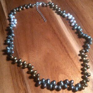 Multi-Color Pearl Rhodium Over Sterling Silver Necklace (18 Inch)